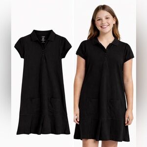 🩷5/$25 Chaps Girls Black Polo Dress Size 16 Collared Short Sleeve Pocket